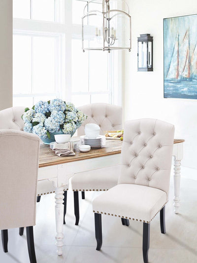 COLAMY Solid Wood Tufted Parsons Dining Chair CL231 Beige #color_beige