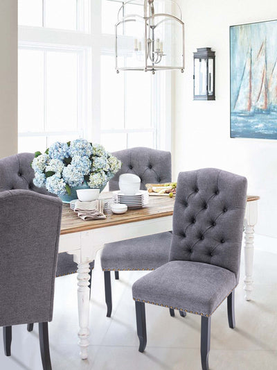 COLAMY Solid Wood Tufted Parsons Dining Chair CL231 Gray #color_gray