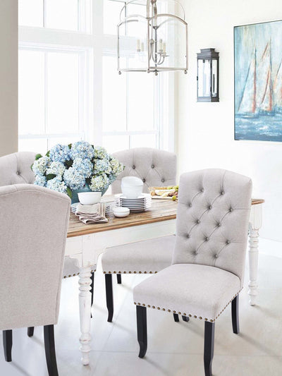 COLAMY Solid Wood Tufted Parsons Dining Chair CL231 Light Gray #color_lightgray